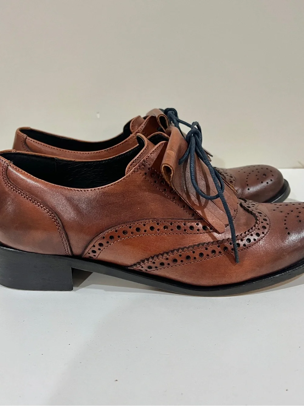GIROTTI Women’s Custom Brown Leather Wingtip Brogue Oxford Lace Up Shoes Size 39